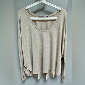 FEEL THE PIECE Jersey Dolman Long Sleeve Top Shirt Beige Oatmeal One Size O/S